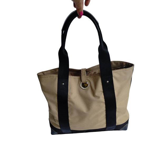 Franco Sarto Canvas Mini Tote Bag Tan and Brown 15"x10.5"x4" - Picture 1 of 15